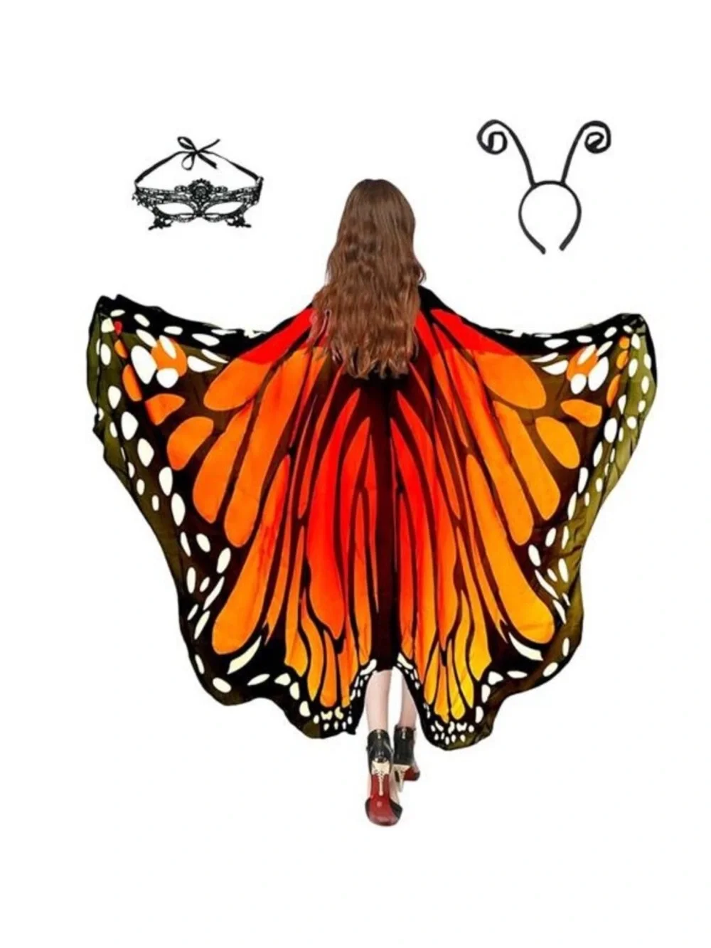 Halloween Butterfly Wings Costume for Womens, Moth Wings Butterfly Cape Adult